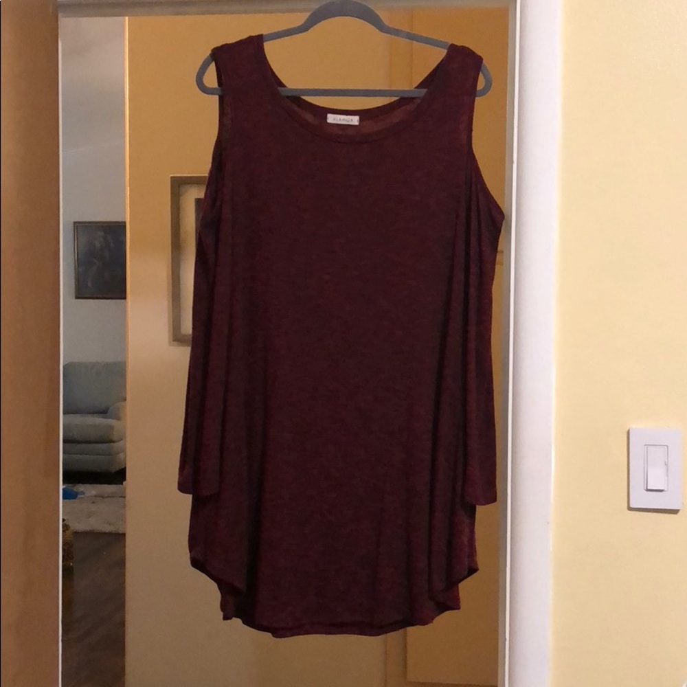 Burgundy shoulder cut out sweater dress